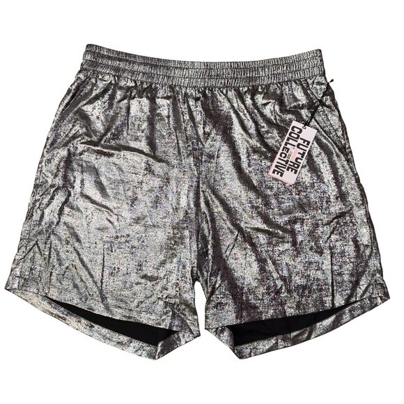 Future Collective Alani Noelle Silver Metallic Shorts XXL Athletic Wear - Picture 1 of 6